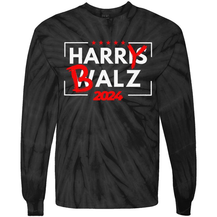 Funny Harris Walz 24 Hairy Balz 2024 Meme Democratics Vote Tie-Dye Long Sleeve Shirt