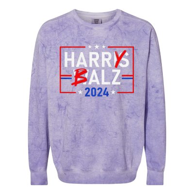 Funny Harris Walz 24 Harry Balz 2024 Meme Democratics Colorblast Crewneck Sweatshirt