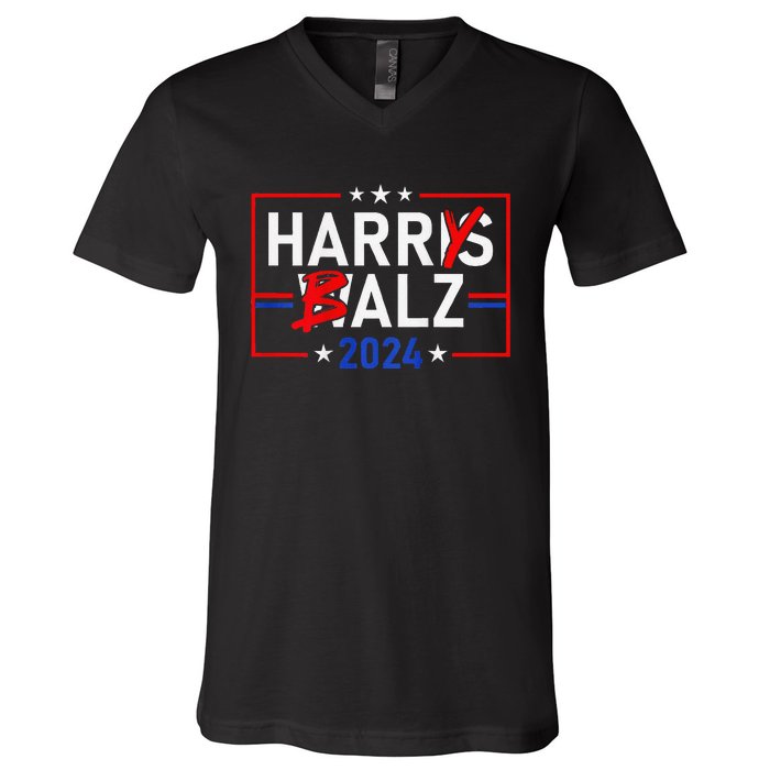 Funny Harris Walz 24 Harry Balz 2024 Meme Democratics V-Neck T-Shirt