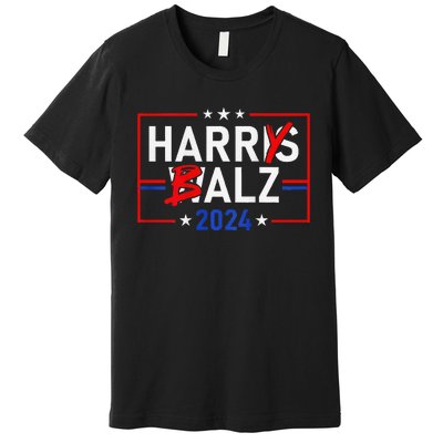 Funny Harris Walz 24 Harry Balz 2024 Meme Democratics Premium T-Shirt