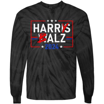 Funny Harris Walz 24 Harry Balz 2024 Meme Democratics Tie-Dye Long Sleeve Shirt