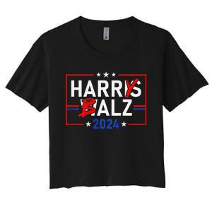 Funny Harris Walz 24 Harry Balz 2024 Meme Democratics Women's Crop Top Tee