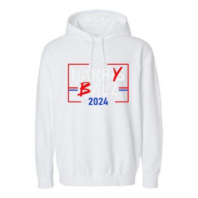 Funny Harris Walz 24 Harry Balz 2024 Meme Democratics Garment-Dyed Fleece Hoodie