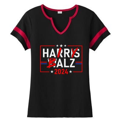 Funny Harris Walz 24 Hairy Balz 2024 Meme Democratics Vote Ladies Halftime Notch Neck Tee