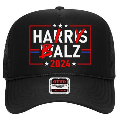 Funny Harris Walz 24 Hairy Balz 2024 Meme Democratics Vote High Crown Mesh Back Trucker Hat