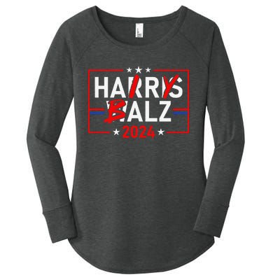 Funny Harris Walz 24 Hairy Balz 2024 Meme Democratics Vote Women's Perfect Tri Tunic Long Sleeve Shirt