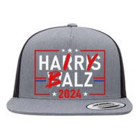 Funny Harris Walz 24 Hairy Balz 2024 Meme Democratics Vote Flat Bill Trucker Hat