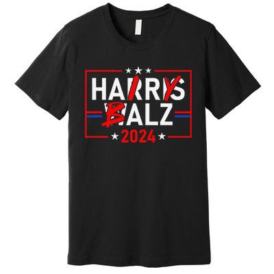 Funny Harris Walz 24 Hairy Balz 2024 Meme Democratics Vote Premium T-Shirt