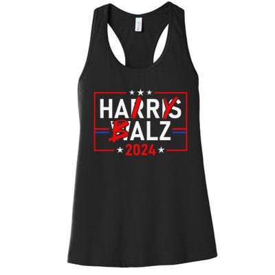 Funny Harris Walz 24 Hairy Balz 2024 Meme Democratics Vote Women's Racerback Tank