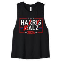 Funny Harris Walz 24 Hairy Balz 2024 Meme Democratics Vote Women's Racerback Cropped Tank