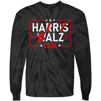 Funny Harris Walz 24 Hairy Balz 2024 Meme Democratics Vote Tie-Dye Long Sleeve Shirt