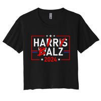 Funny Harris Walz 24 Hairy Balz 2024 Meme Democratics Vote Women's Crop Top Tee