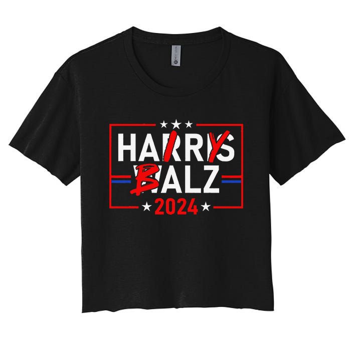 Funny Harris Walz 24 Hairy Balz 2024 Meme Democratics Vote Women's Crop Top Tee