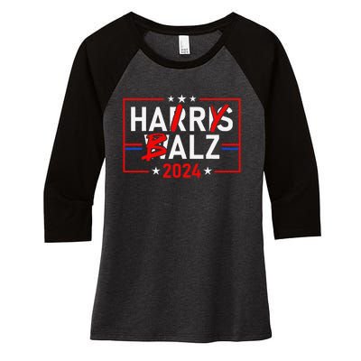 Funny Harris Walz 24 Hairy Balz 2024 Meme Democratics Vote Women's Tri-Blend 3/4-Sleeve Raglan Shirt