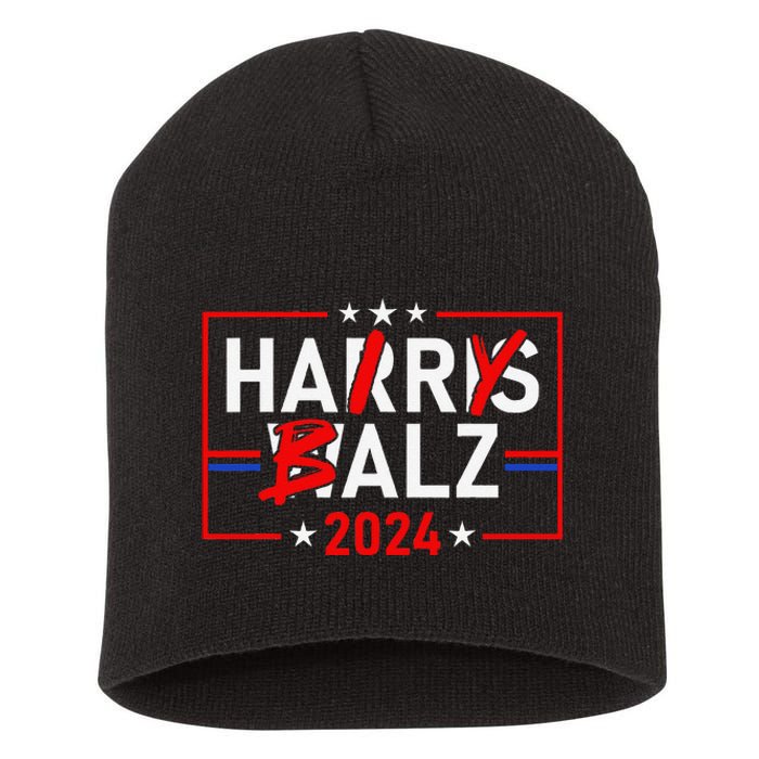 Funny Harris Walz 24 Hairy Balz 2024 Meme Democratics Vote Short Acrylic Beanie