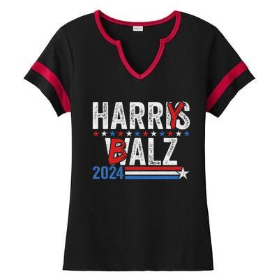 Funny Harris Walz 24 Harry Balz 2024 Meme Democratics Vote Ladies Halftime Notch Neck Tee