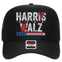 Funny Harris Walz 24 Harry Balz 2024 Meme Democratics Vote High Crown Mesh Back Trucker Hat