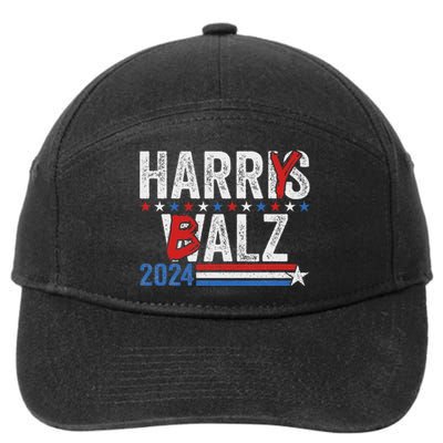 Funny Harris Walz 24 Harry Balz 2024 Meme Democratics Vote 7-Panel Snapback Hat