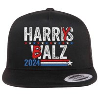 Funny Harris Walz 24 Harry Balz 2024 Meme Democratics Vote Flat Bill Trucker Hat