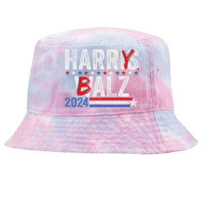 Funny Harris Walz 24 Harry Balz 2024 Meme Democratics Vote Tie-Dyed Bucket Hat