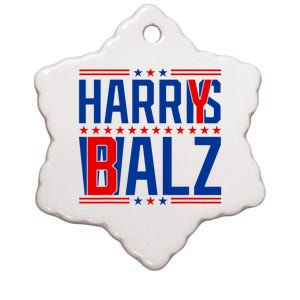 Funny Harris Walz 24 Harry Balz 2024 Meme Democratics Vote Ceramic Star Ornament