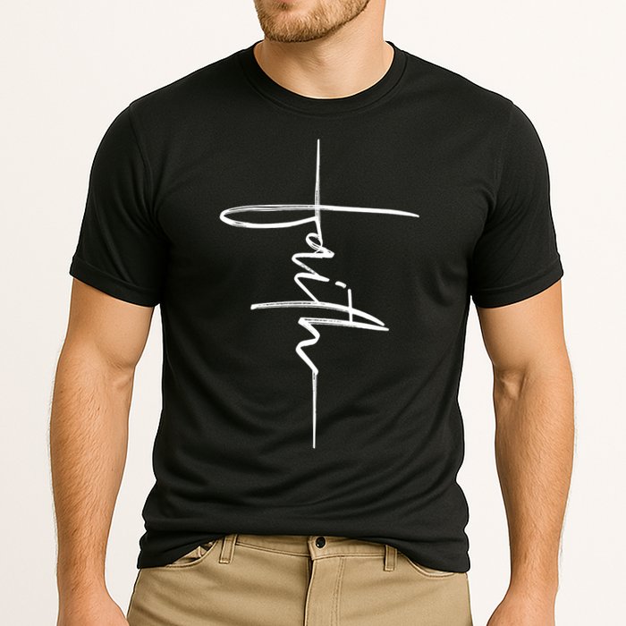 Faith Hand Written Calligraphy Christian Front And Back Print Performance Shirt