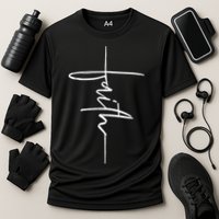 Faith Hand Written Calligraphy Christian Front And Back Print Performance Shirt