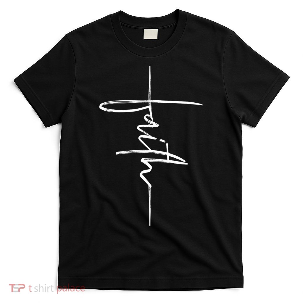 Faith Hand Written Calligraphy Christian Front And Back Print T-Shirt