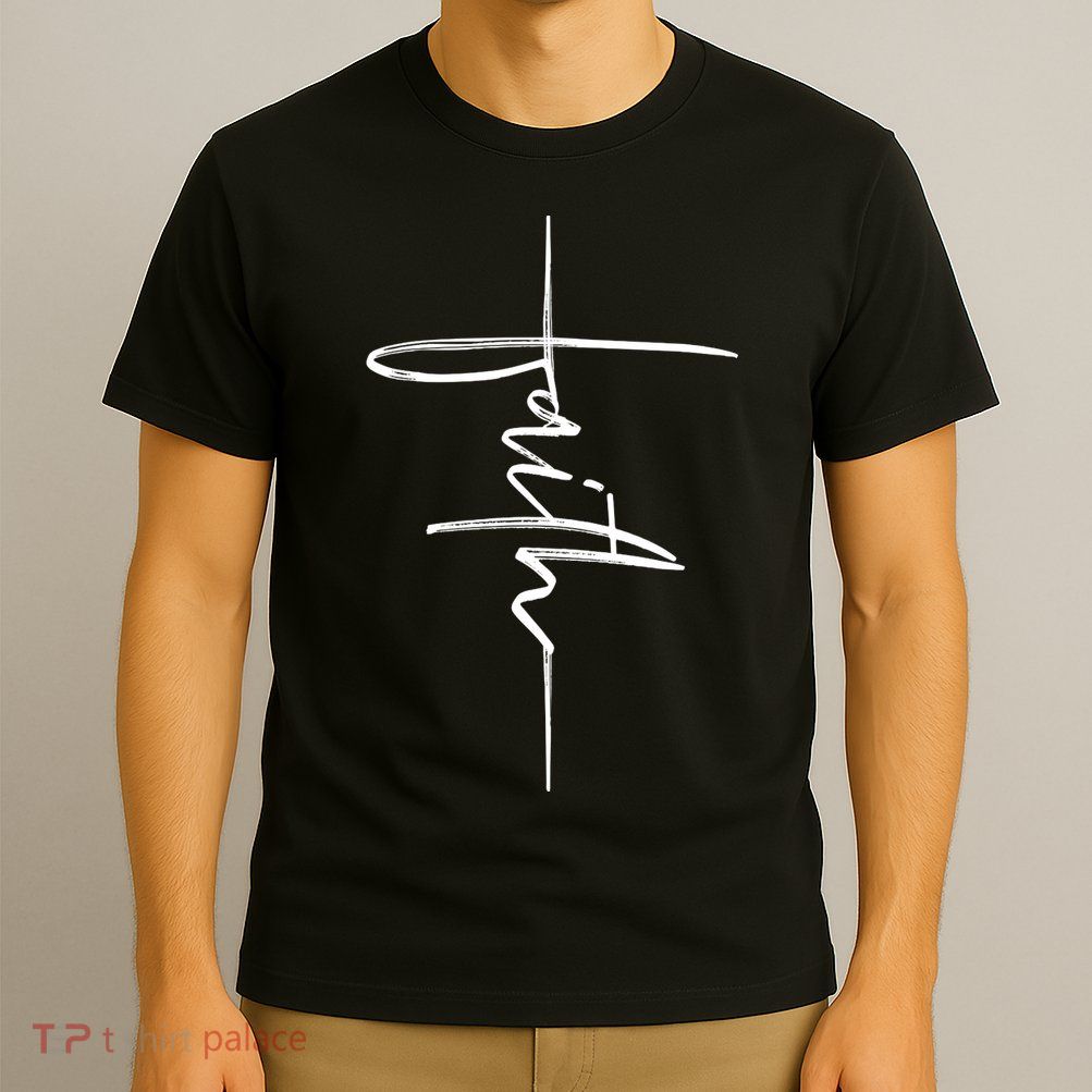 Faith Hand Written Calligraphy Christian Front And Back Print T-Shirt
