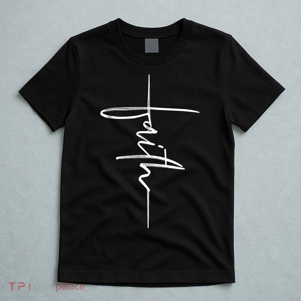 Faith Hand Written Calligraphy Christian Front And Back Print T-Shirt