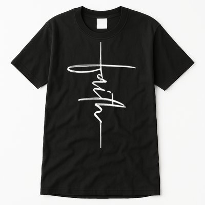 Faith Hand Written Calligraphy Christian Front And Back Print Tall T-Shirt