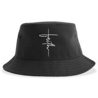 Faith Hand Written Calligraphy Christian Front And Back Print Sustainable Bucket Hat