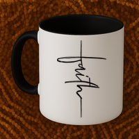Faith Hand Written Calligraphy Christian Front And Back Print Mug