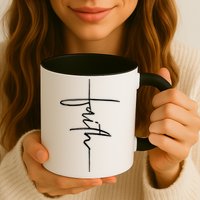 Faith Hand Written Calligraphy Christian Front And Back Print Mug