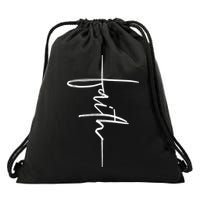Faith Hand Written Calligraphy Christian Front And Back Print Drawstring Bag