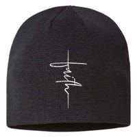 Faith Hand Written Calligraphy Christian Front And Back Print Sustainable Beanie