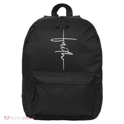 Faith Hand Written Calligraphy Christian Front And Back Print 16 in Basic Backpack