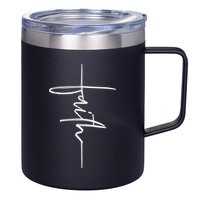 Faith Hand Written Calligraphy Christian Front And Back Print 12oz Stainless Steel Coffee Mug