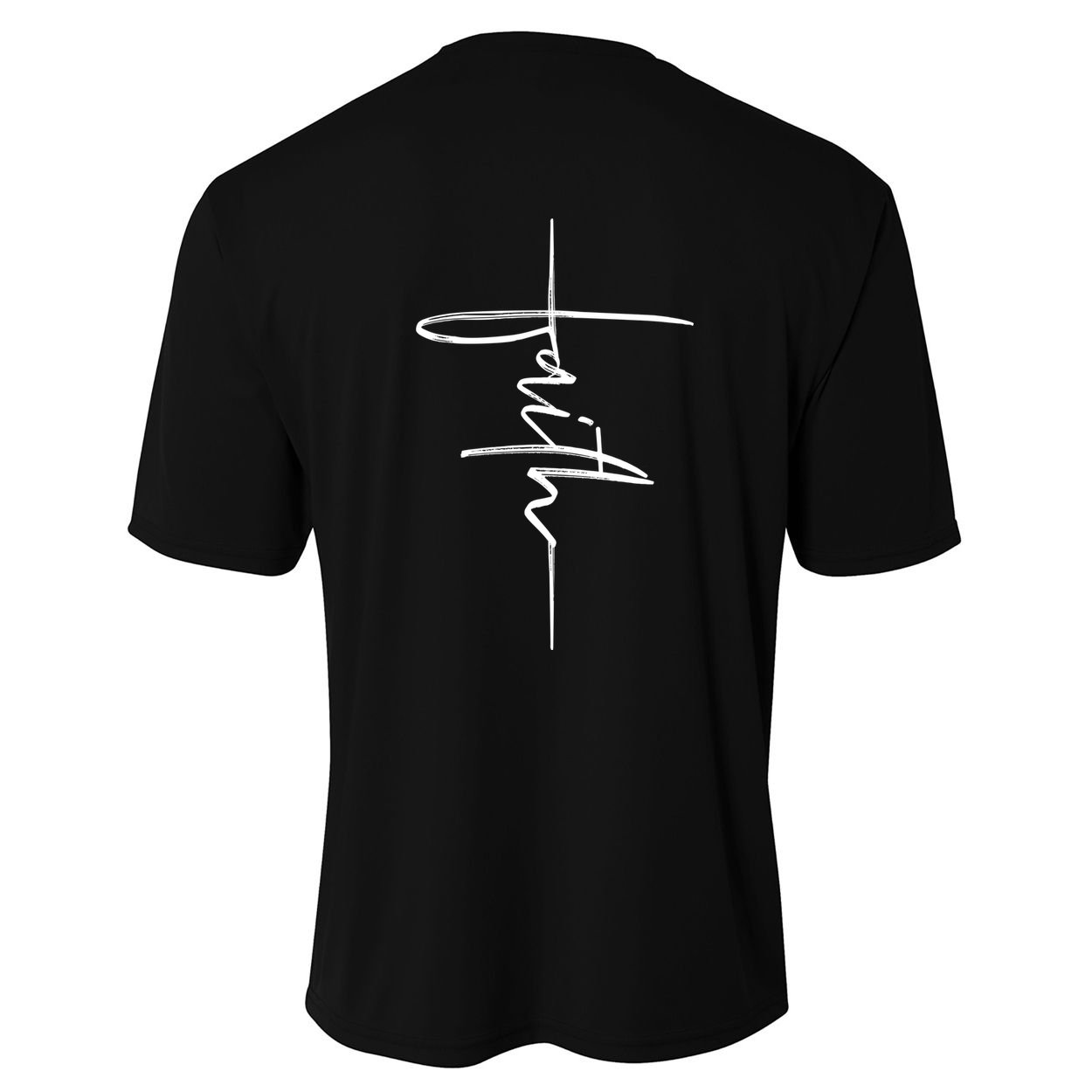 Faith Hand Written Calligraphy Christian Front And Back Print Youth Performance Sprint T-Shirt