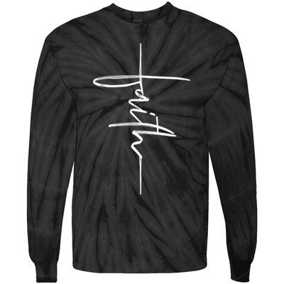 Faith Hand Written Calligraphy Christian Front And Back Print Tie-Dye Long Sleeve Shirt