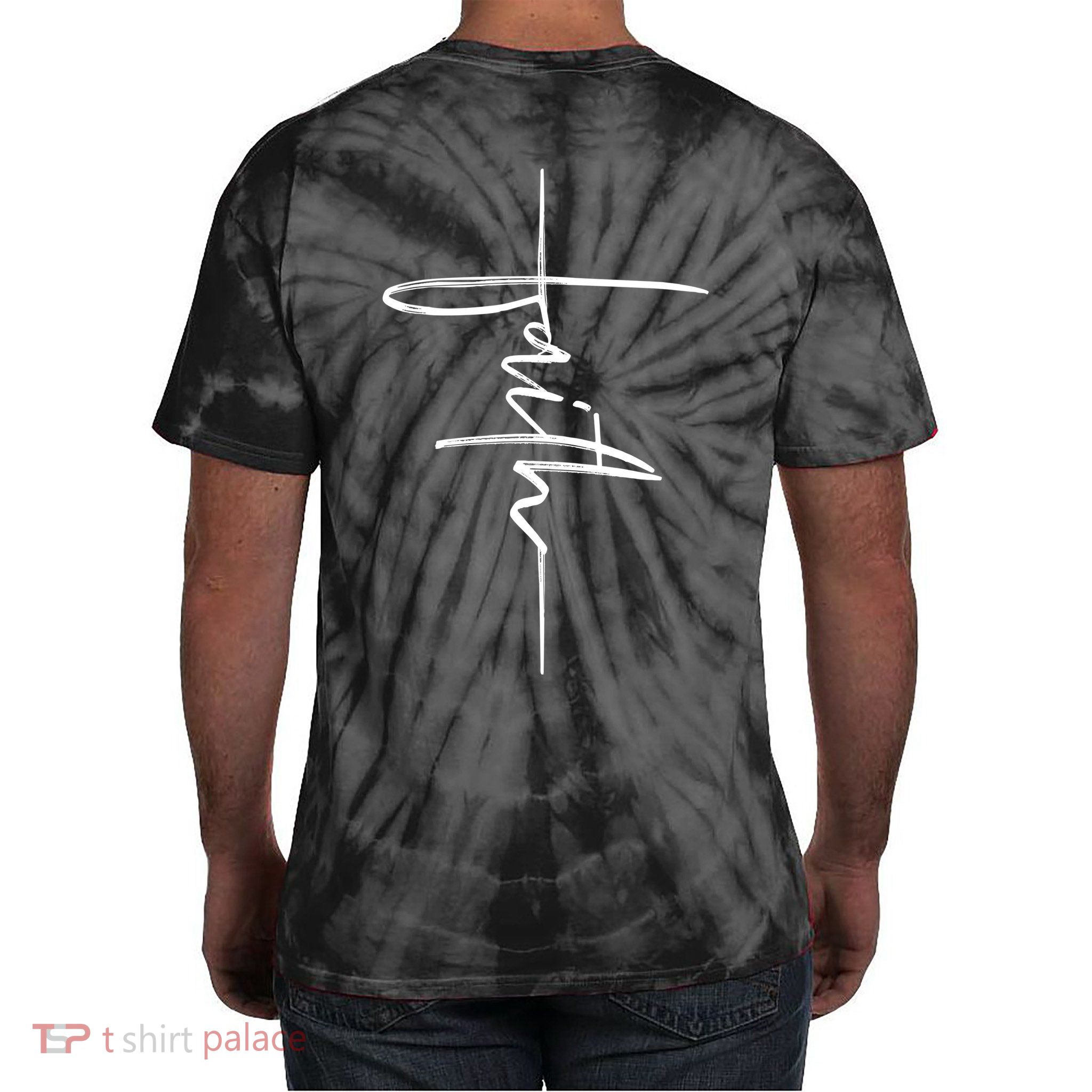 Faith Hand Written Calligraphy Christian Front And Back Print Tie-Dye T-Shirt
