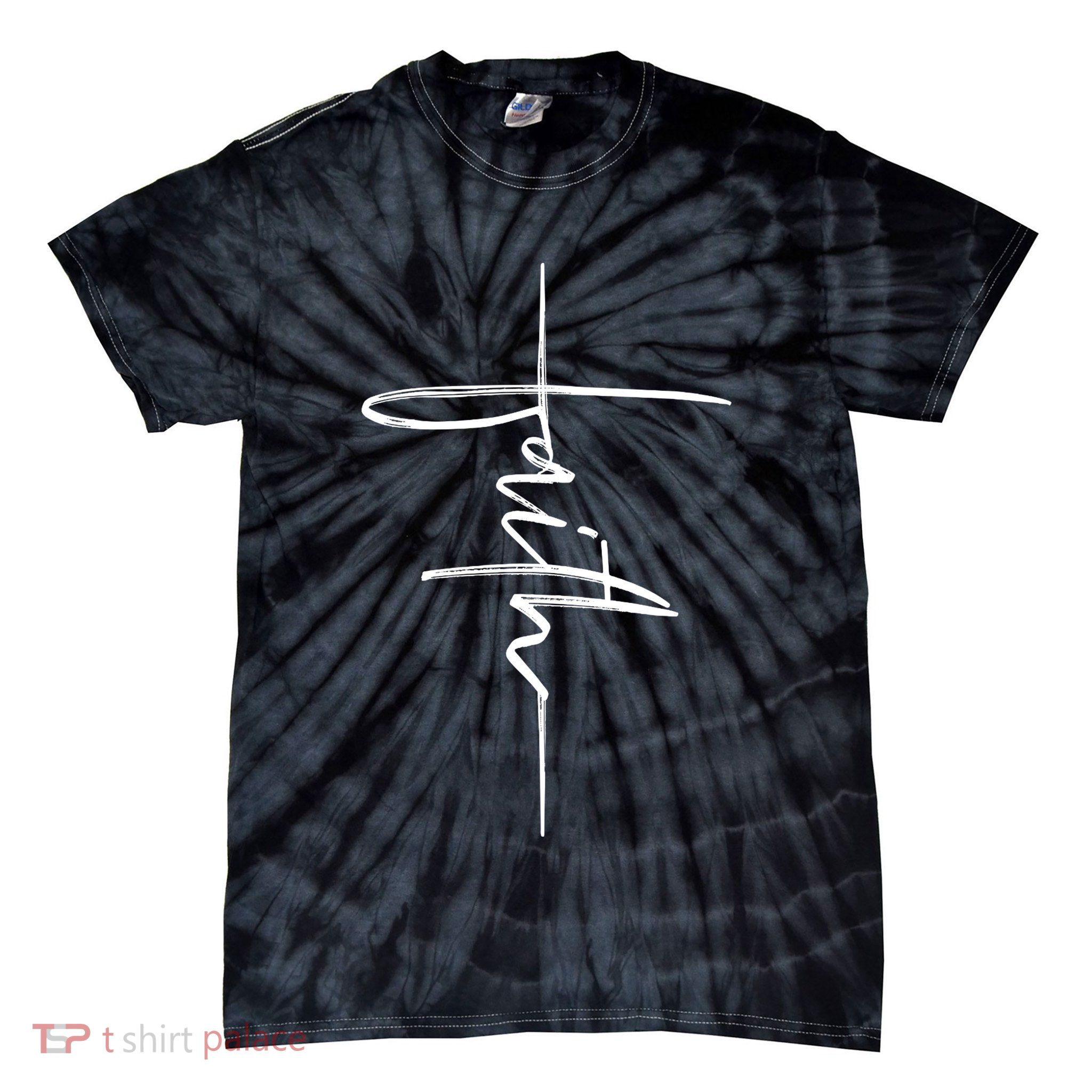 Faith Hand Written Calligraphy Christian Front And Back Print Tie-Dye T-Shirt