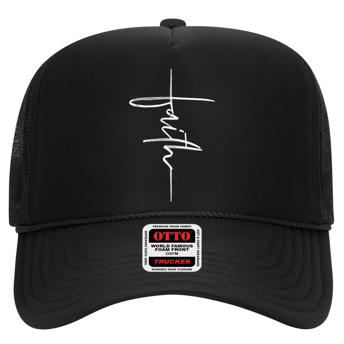 Faith Hand Written Calligraphy Christian Front And Back Print Trucker Hat