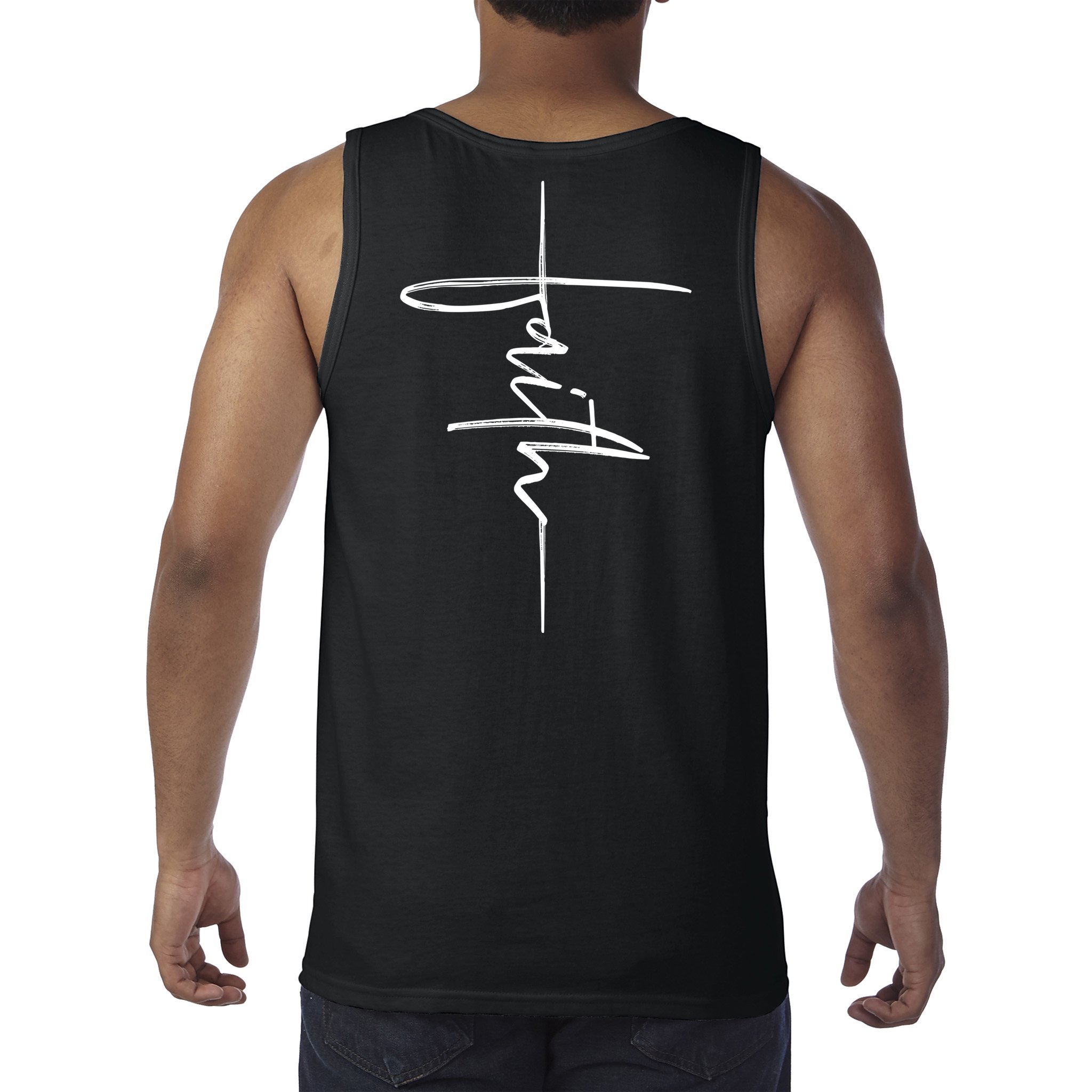 Faith Hand Written Calligraphy Christian Front And Back Print Tank Top