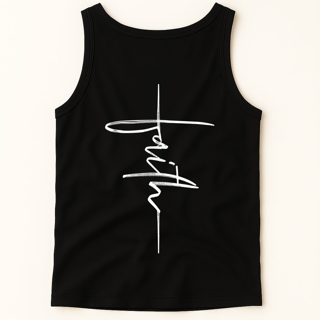 Faith Hand Written Calligraphy Christian Front And Back Print Tank Top