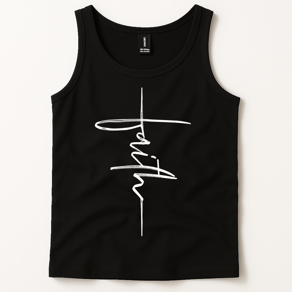 Faith Hand Written Calligraphy Christian Front And Back Print Tank Top