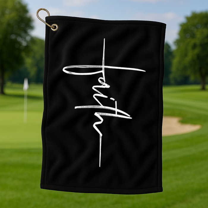 Faith Hand Written Calligraphy Christian Front And Back Print Golf Towel