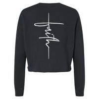 Faith Hand Written Calligraphy Christian Front And Back Print Cropped Pullover Crew