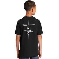 Faith Hand Written Calligraphy Christian Front And Back Print Kids T-Shirt