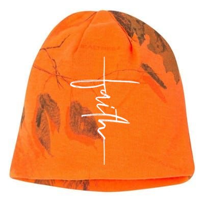 Faith Hand Written Calligraphy Christian Front And Back Print Kati - Camo Knit Beanie